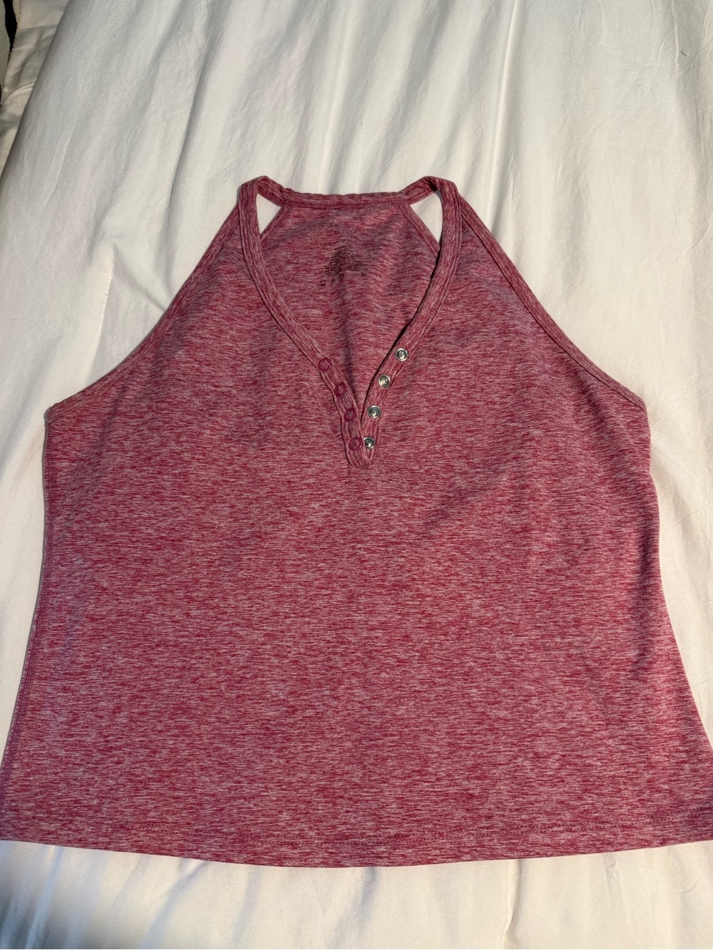 Women’s Heathered Pink Sleeveless Henley Tank Top
